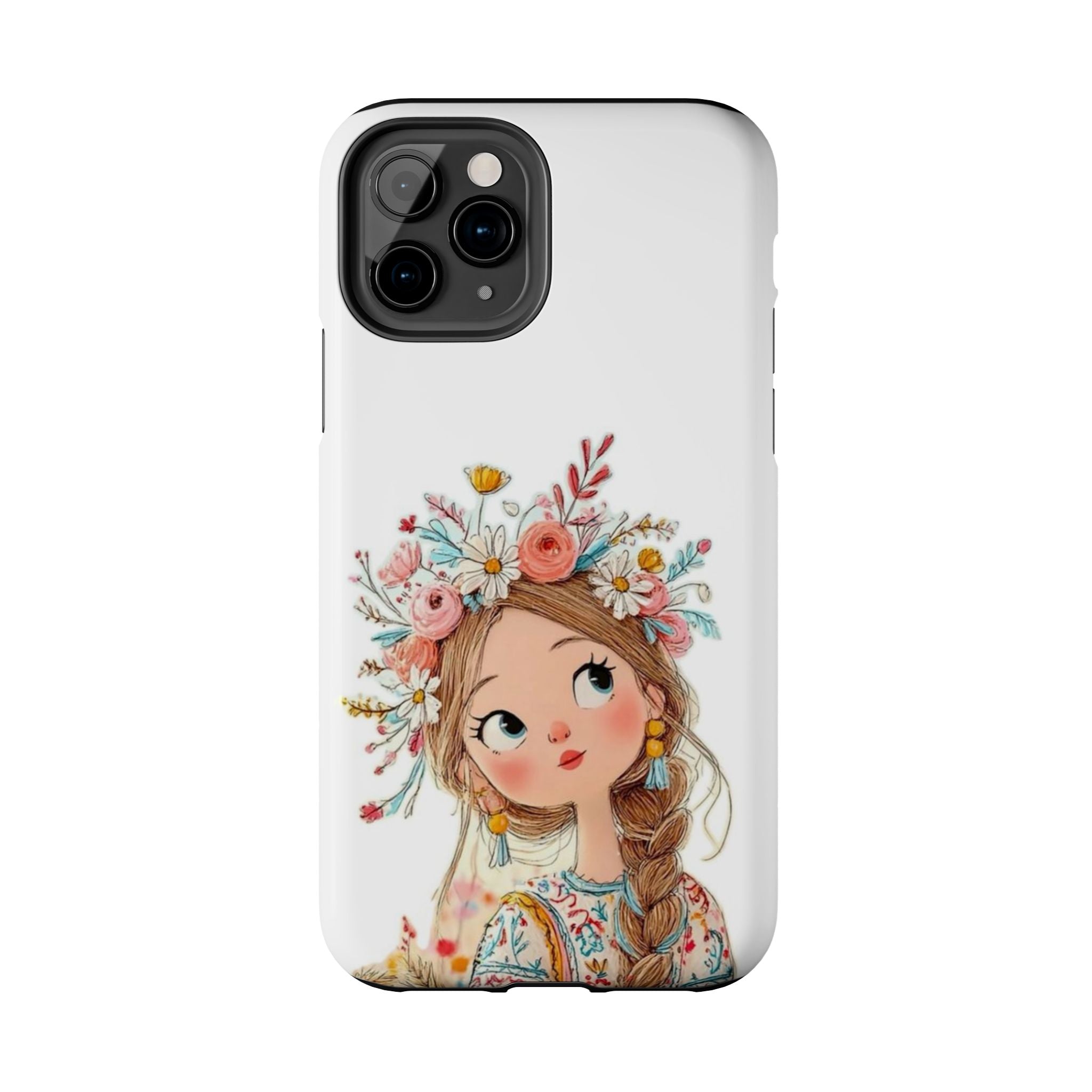 Floral Boho Girl Tough Phone Case — Cute Flower Crown Protection