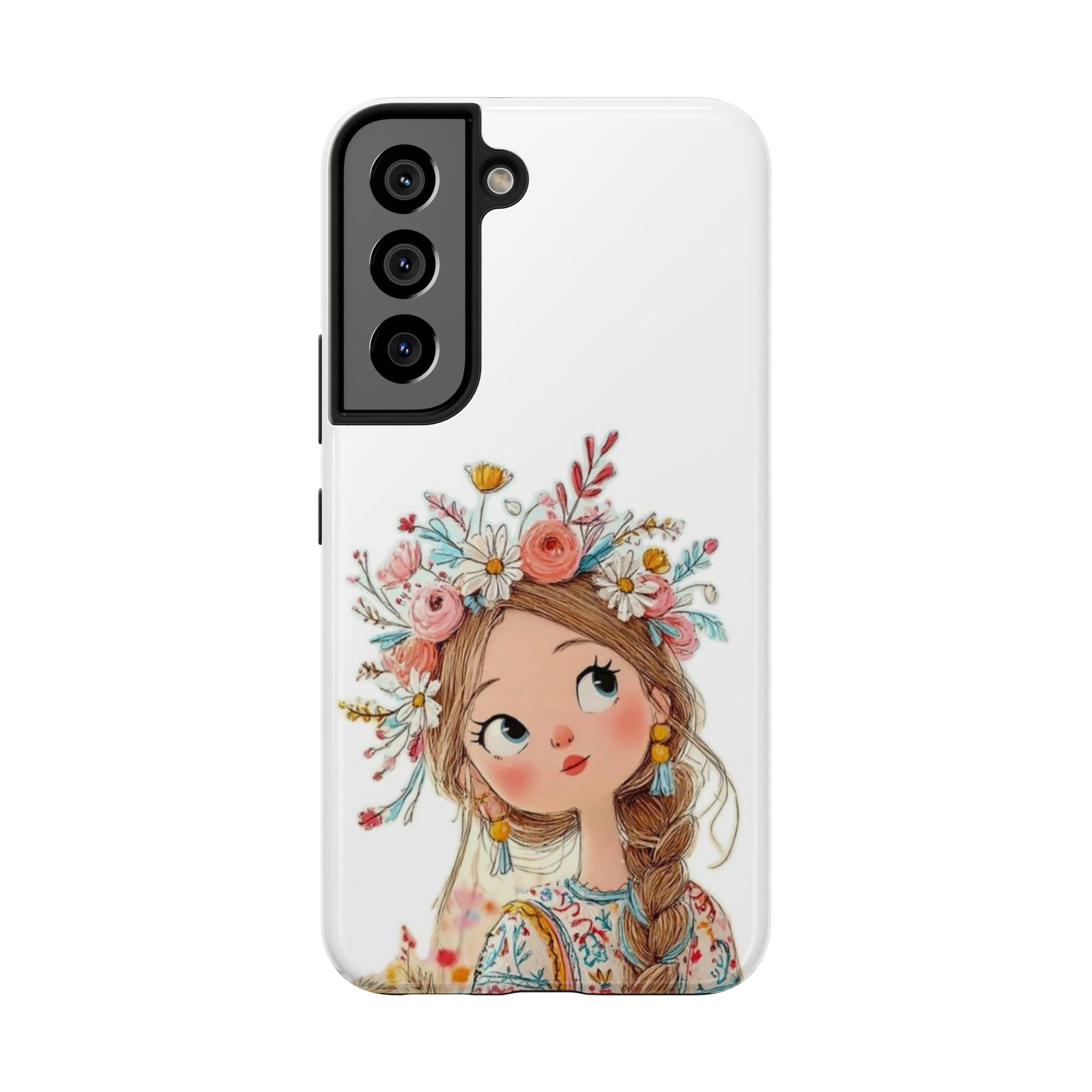 Floral Boho Girl Tough Phone Case — Cute Flower Crown Protection