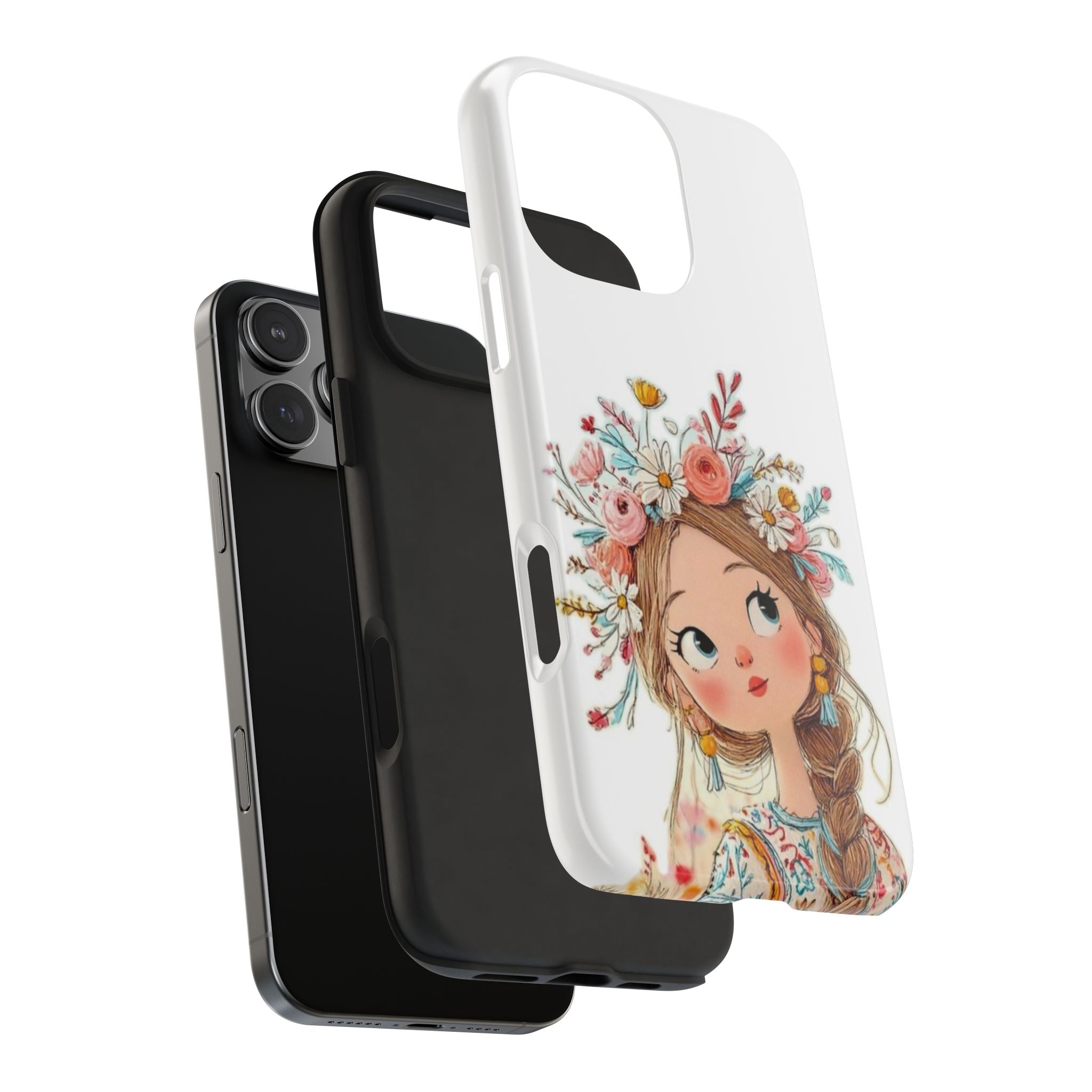 Floral Boho Girl Tough Phone Case — Cute Flower Crown Protection