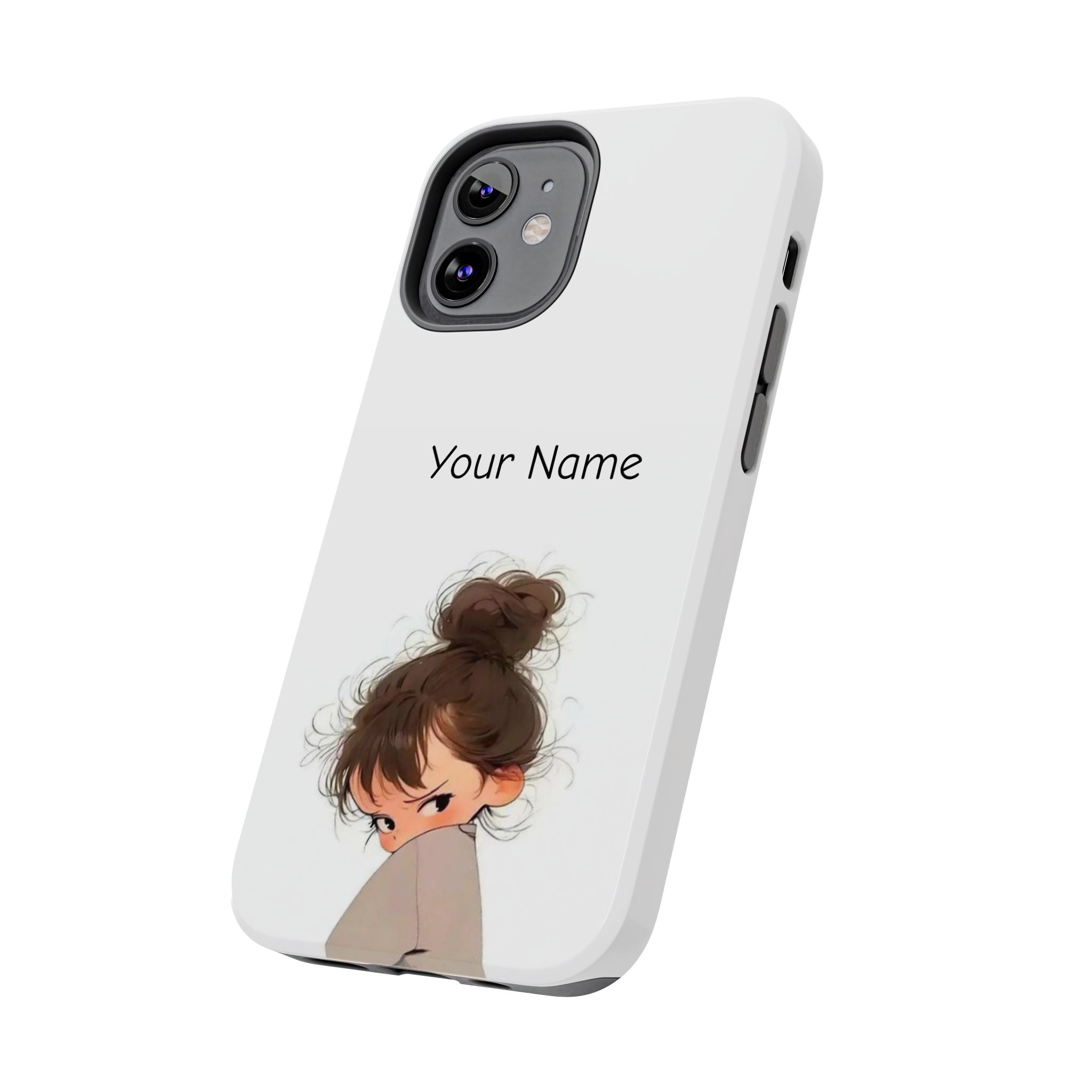 Personalized Cute Girl Tough Phone Case — Custom Name Protective iPhone Case