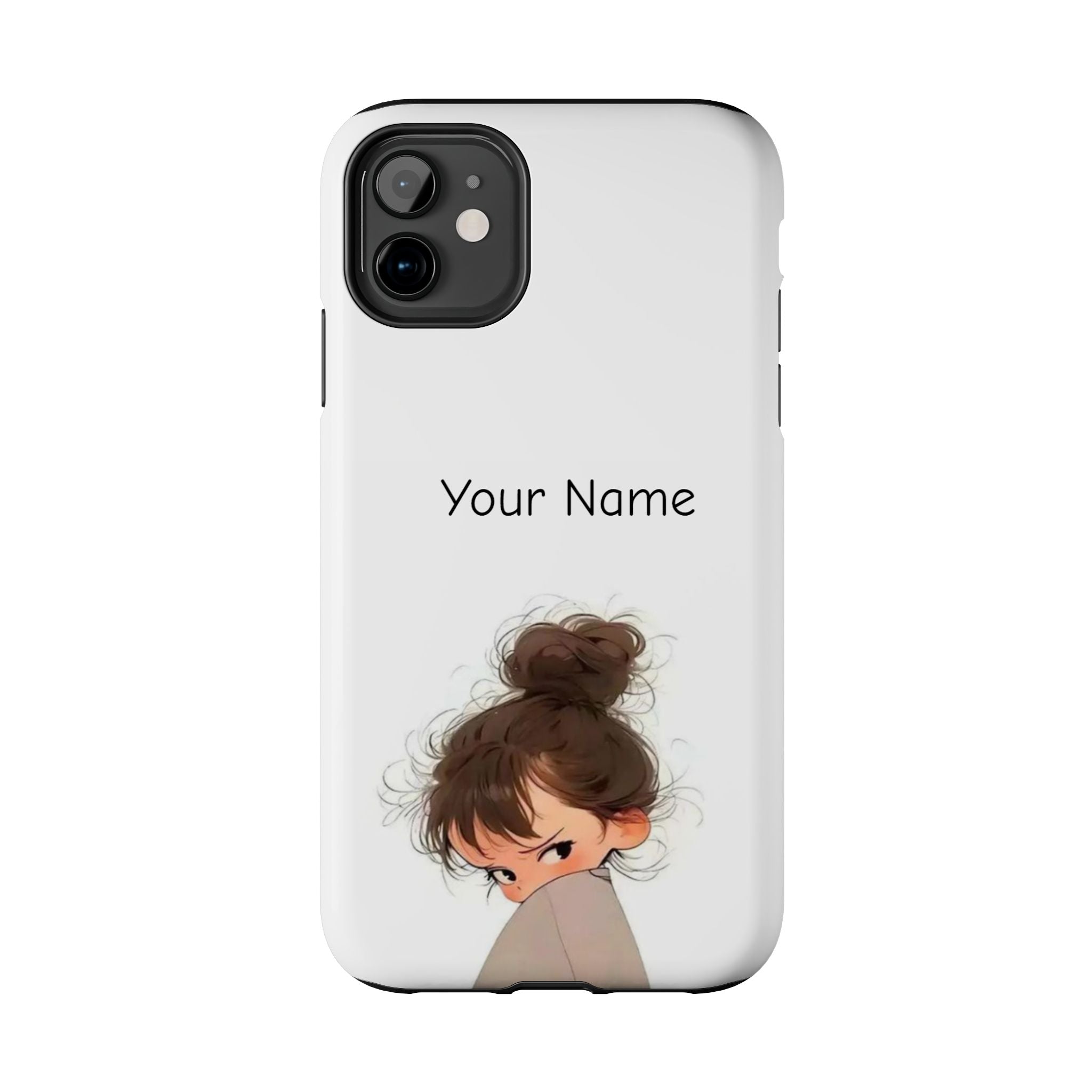 Personalized Cute Girl Tough Phone Case — Custom Name Protective iPhone Case