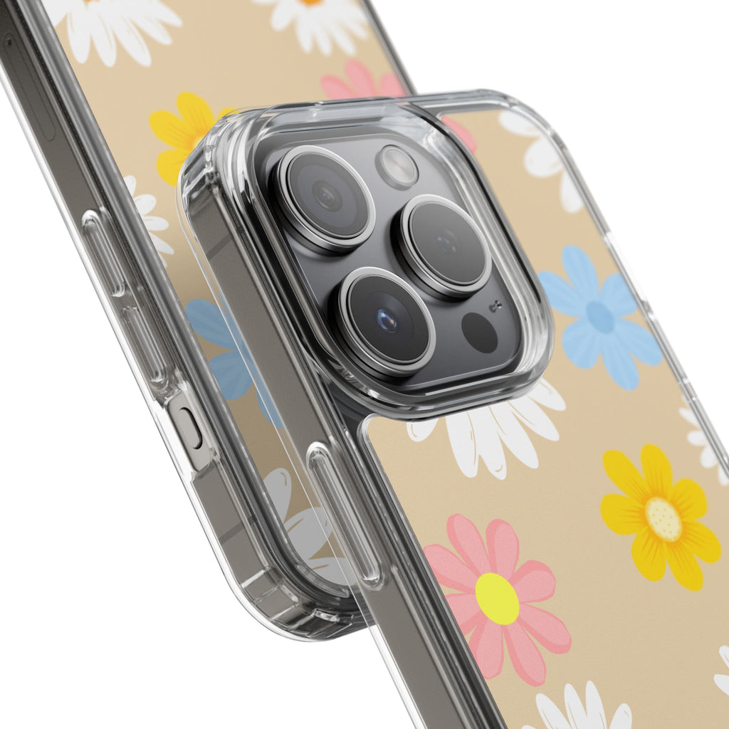 Daisy Floral Clear Phone Case — Pastel Flowers Protective iPhone Cover