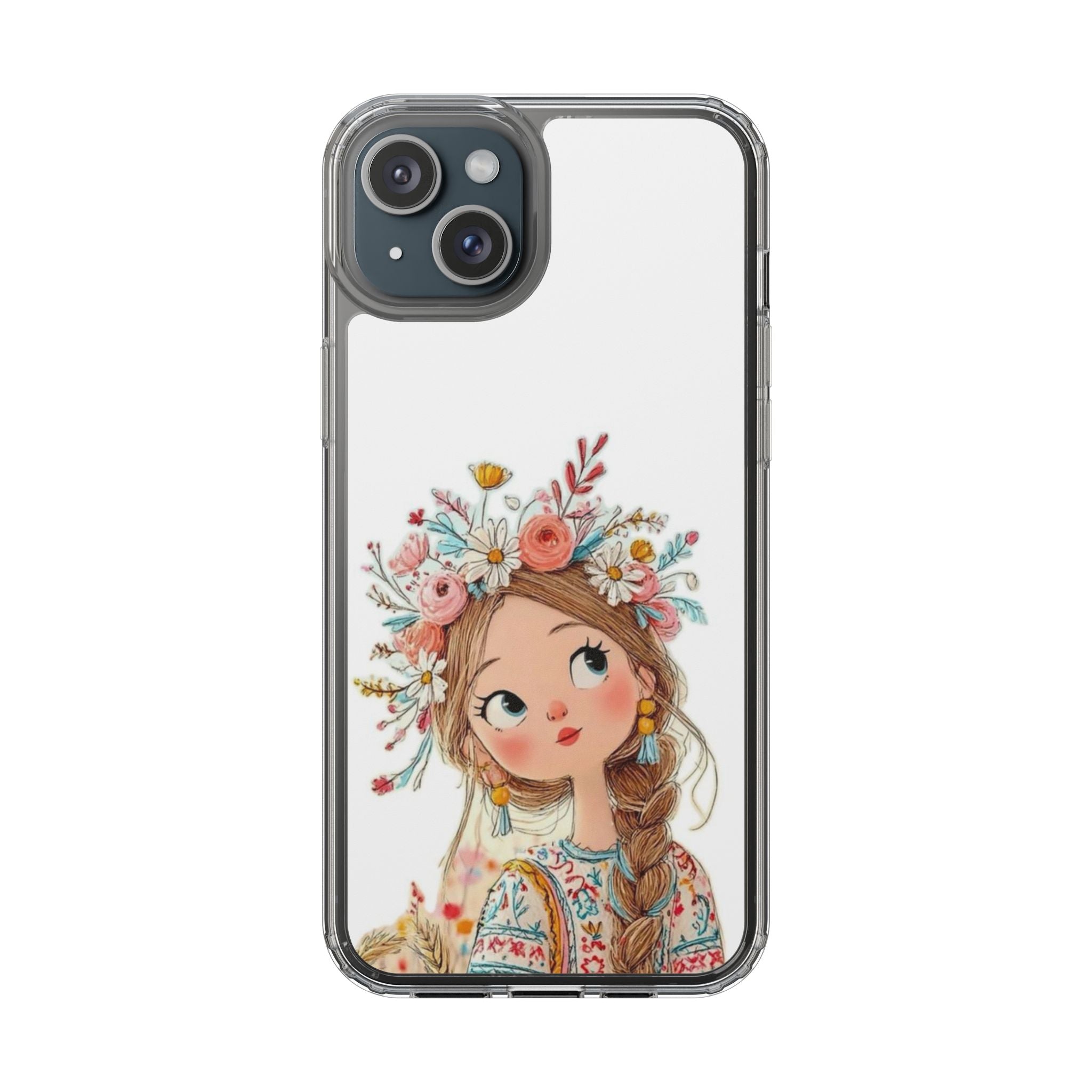 Floral Crown Girl Clear Phone Case
