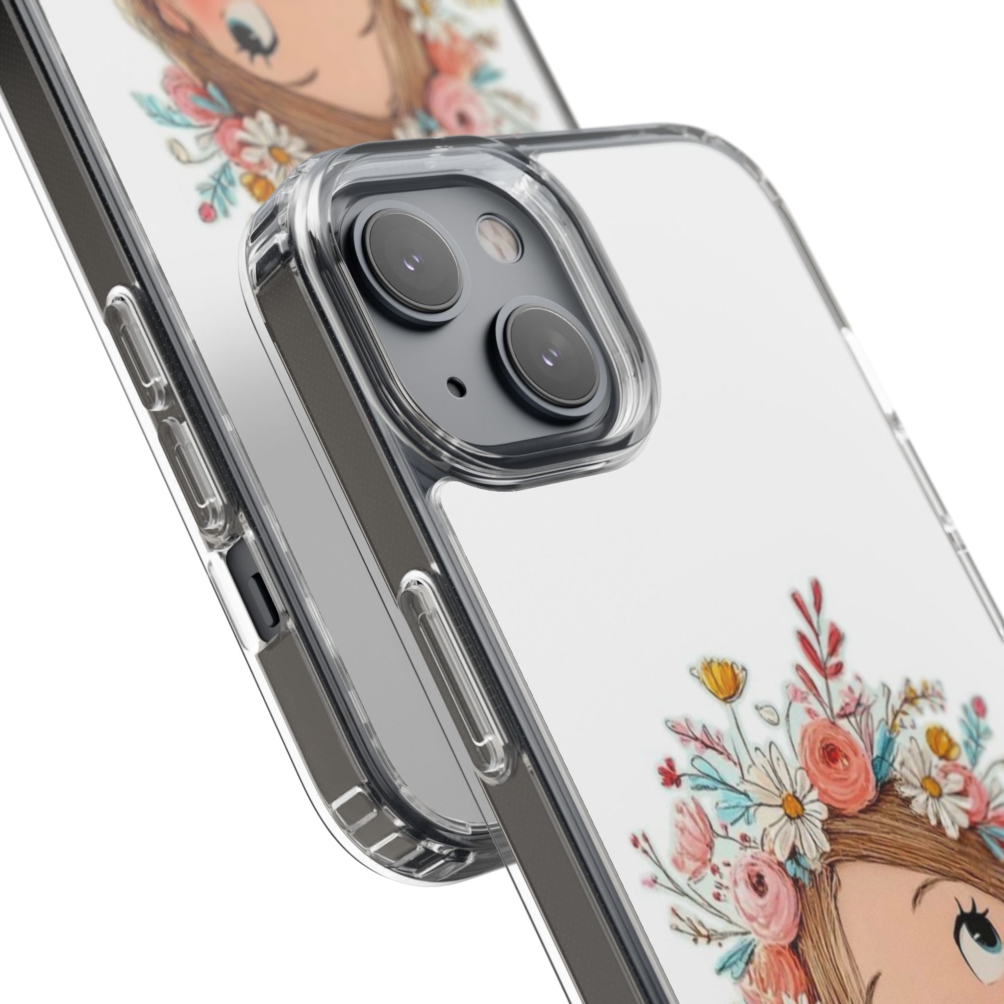 Floral Crown Girl Clear Phone Case