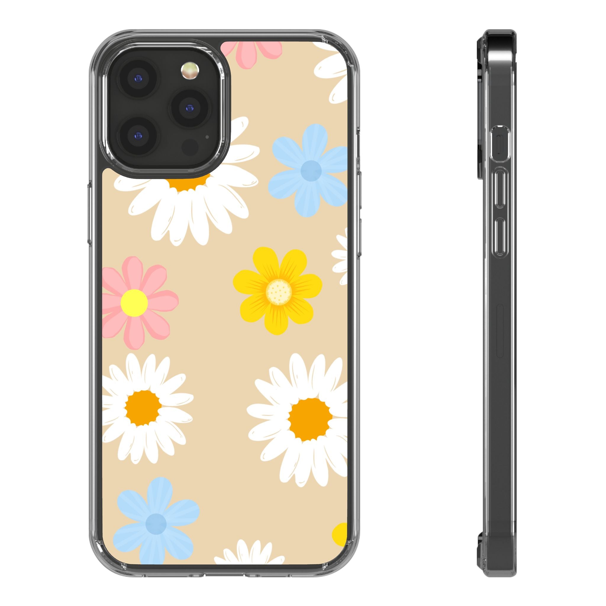 Daisy Floral Clear Phone Case — Pastel Flowers Protective iPhone Cover