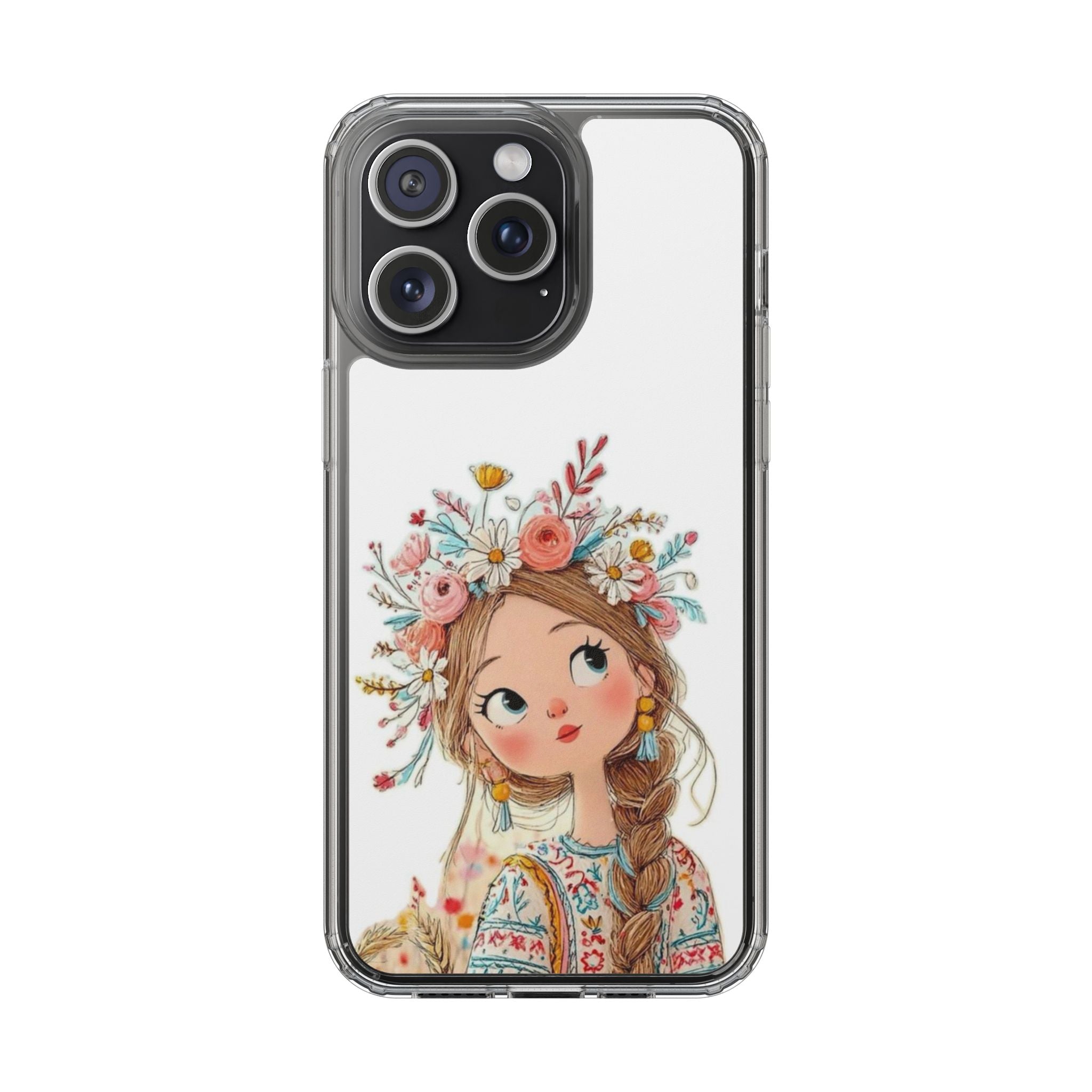 Floral Crown Girl Clear Phone Case