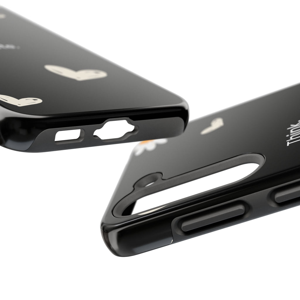 Think. Plan. Execute. Black Floral Tough Phone Case