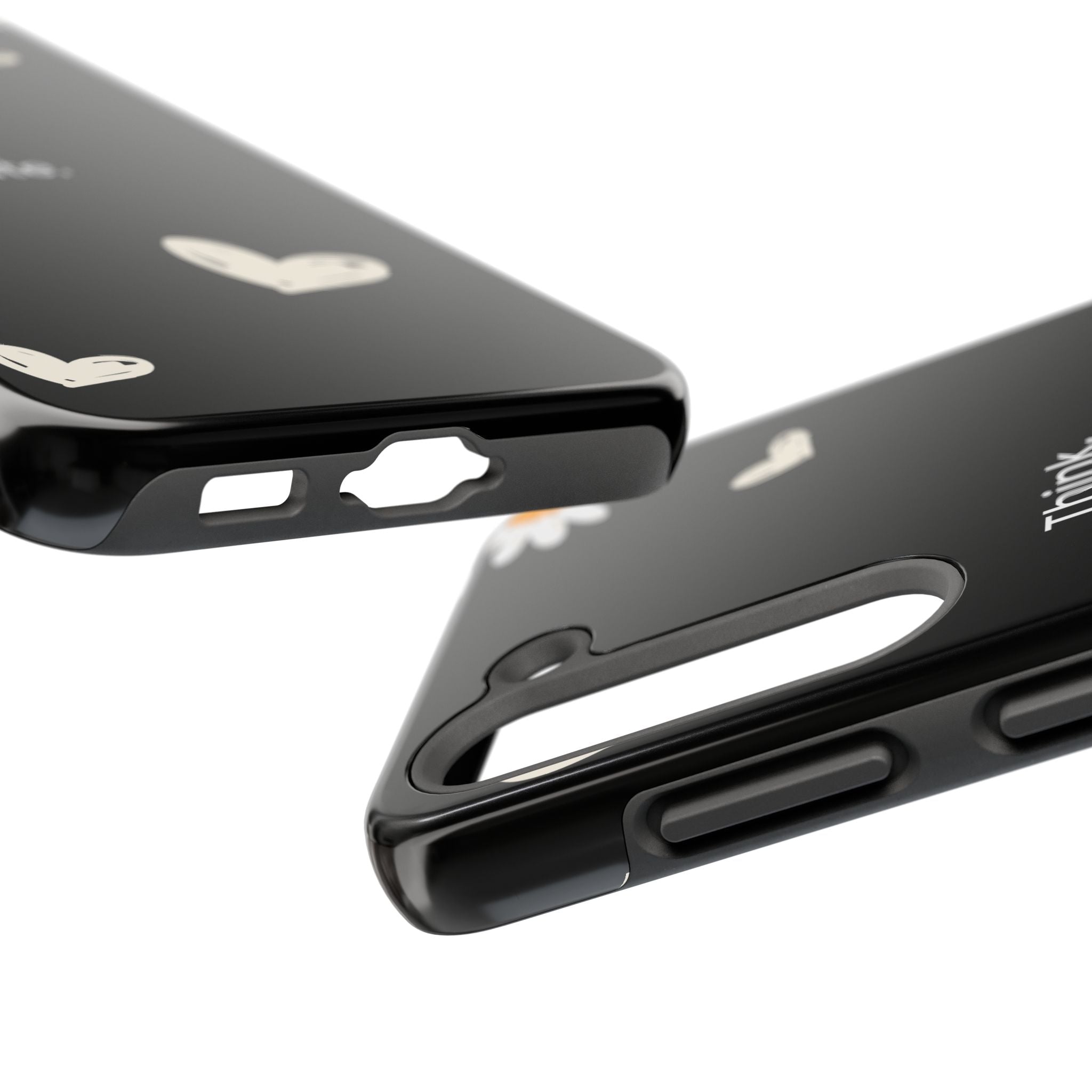 Think. Plan. Execute. Black Floral Tough Phone Case