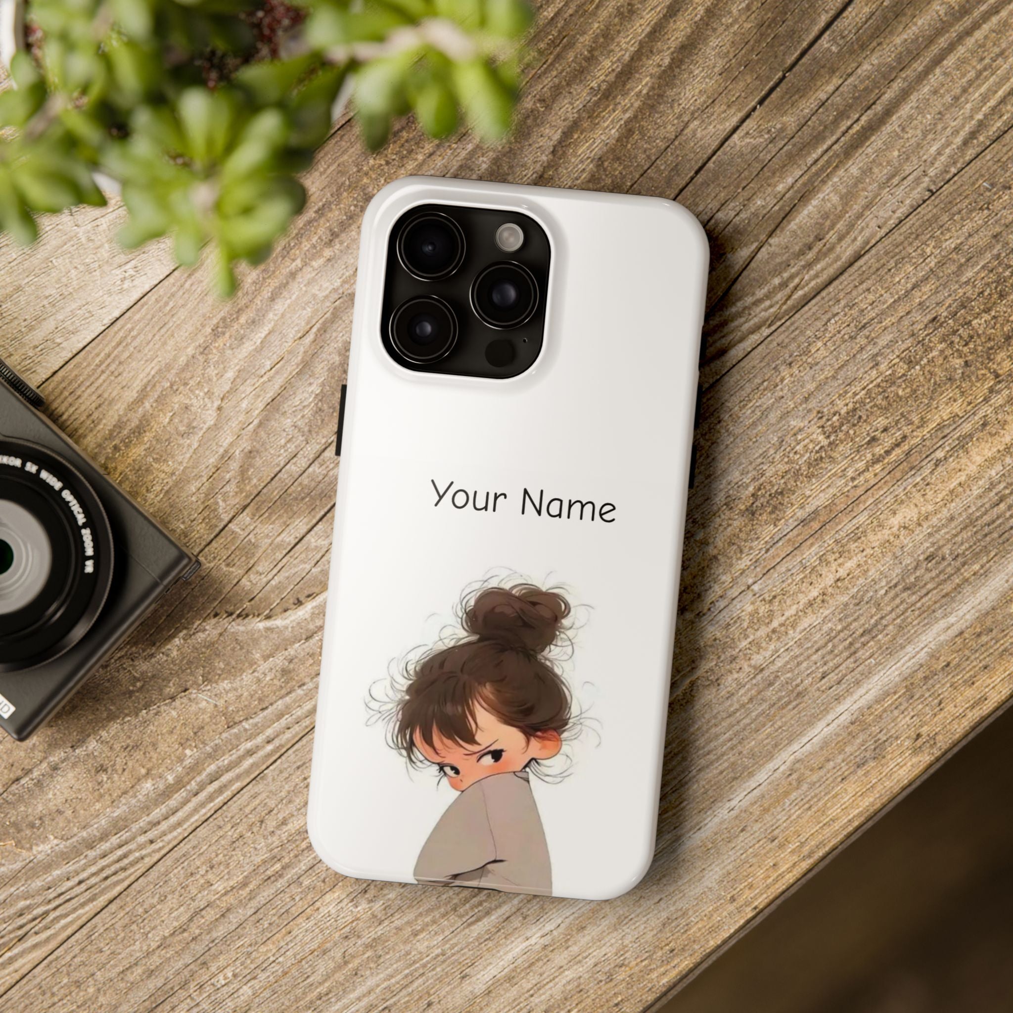 Personalized Cute Girl Tough Phone Case — Custom Name Protective iPhone Case
