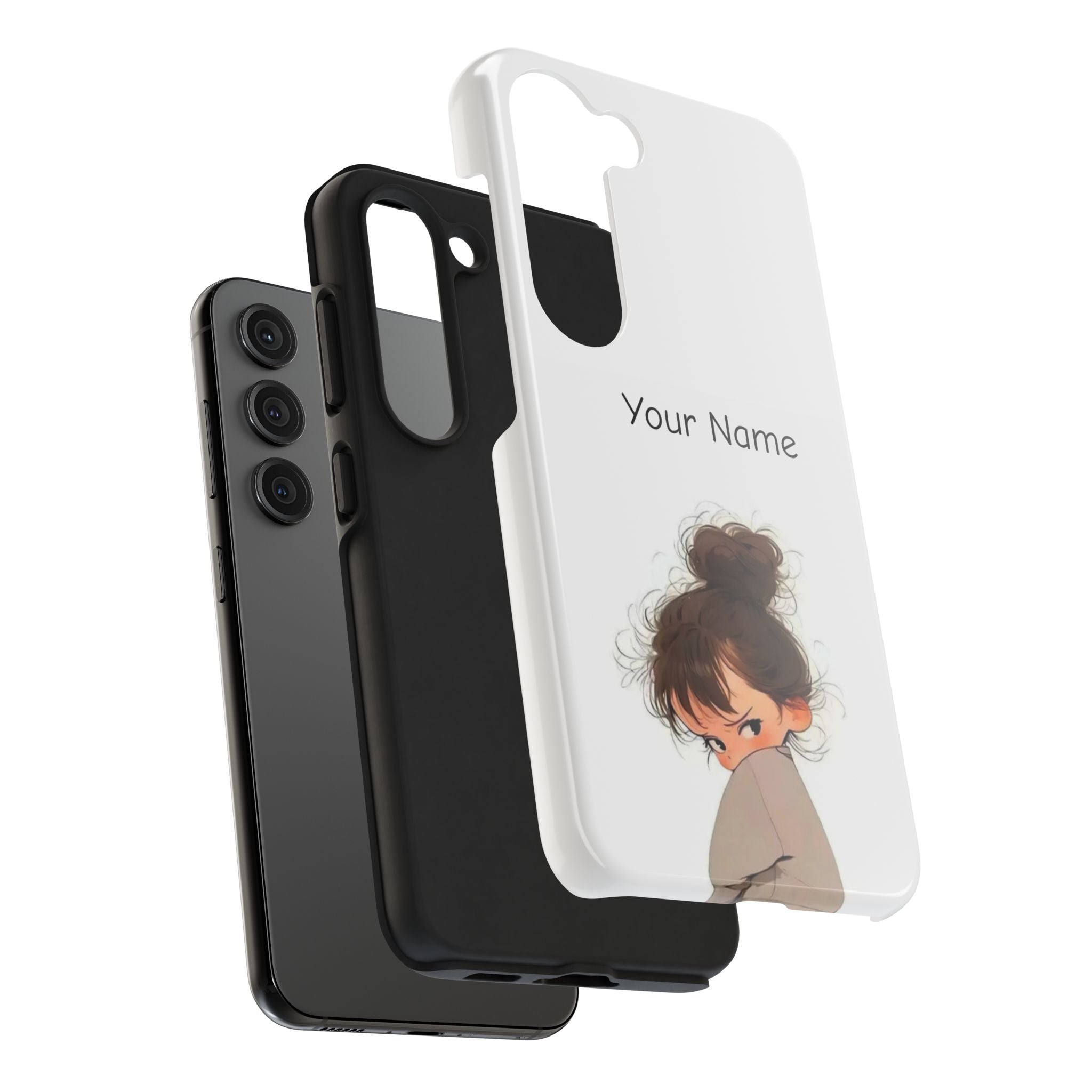 Personalized Cute Girl Tough Phone Case — Custom Name Protective iPhone Case