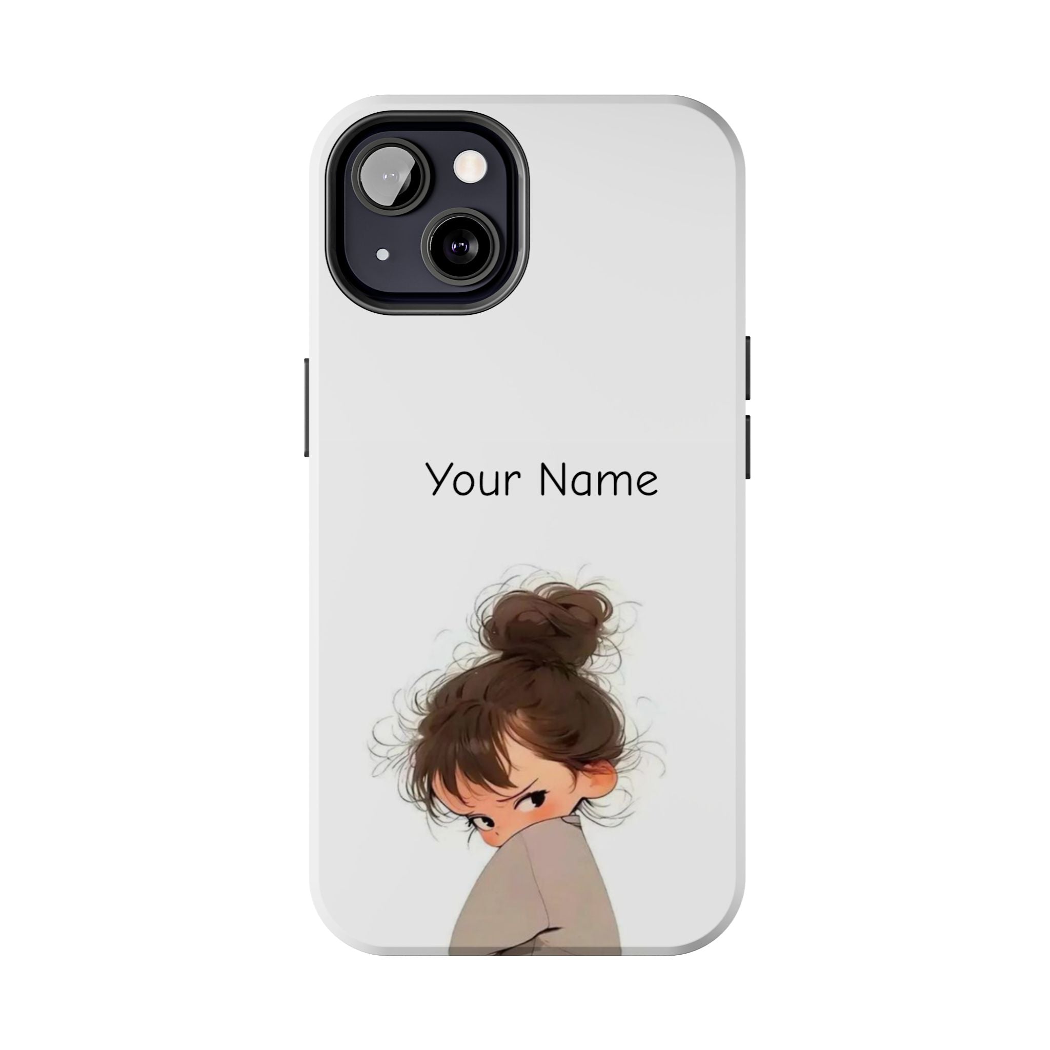 Personalized Cute Girl Tough Phone Case — Custom Name Protective iPhone Case