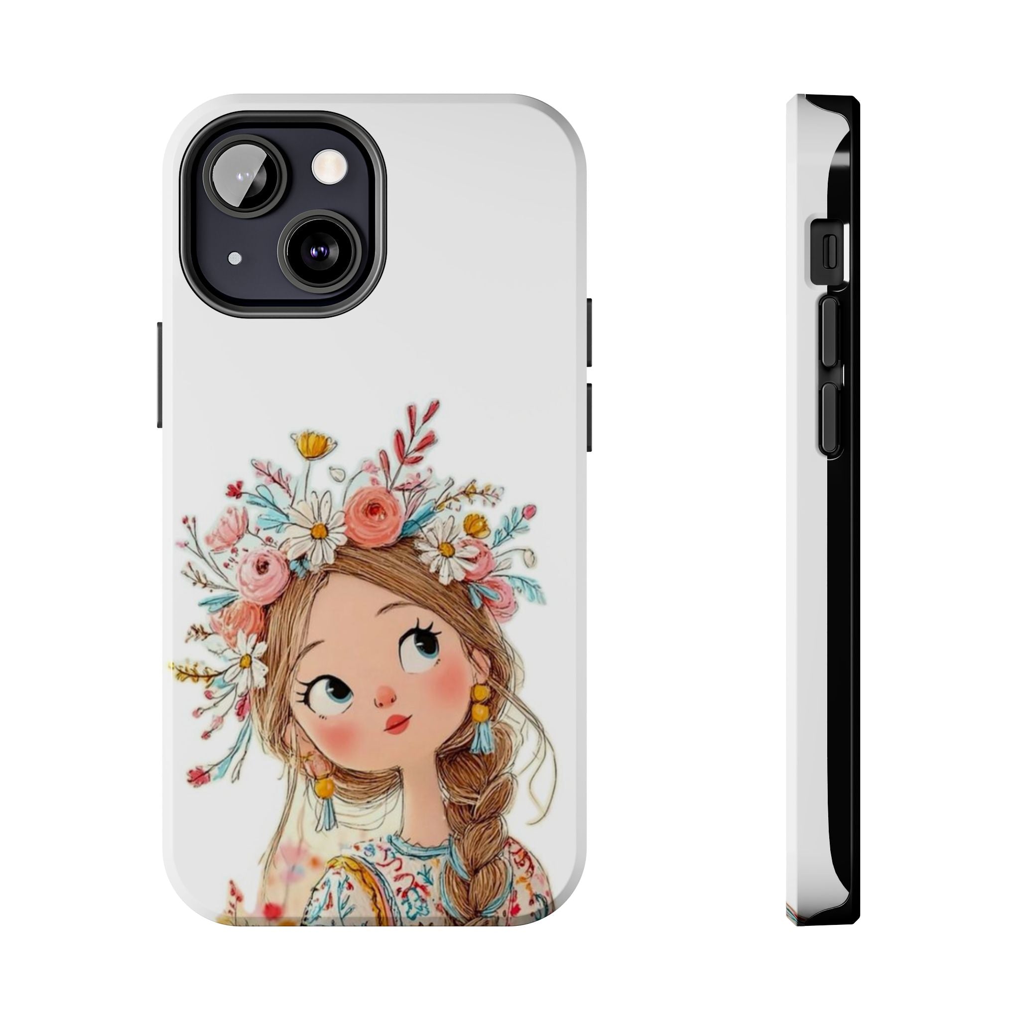 Floral Boho Girl Tough Phone Case — Cute Flower Crown Protection