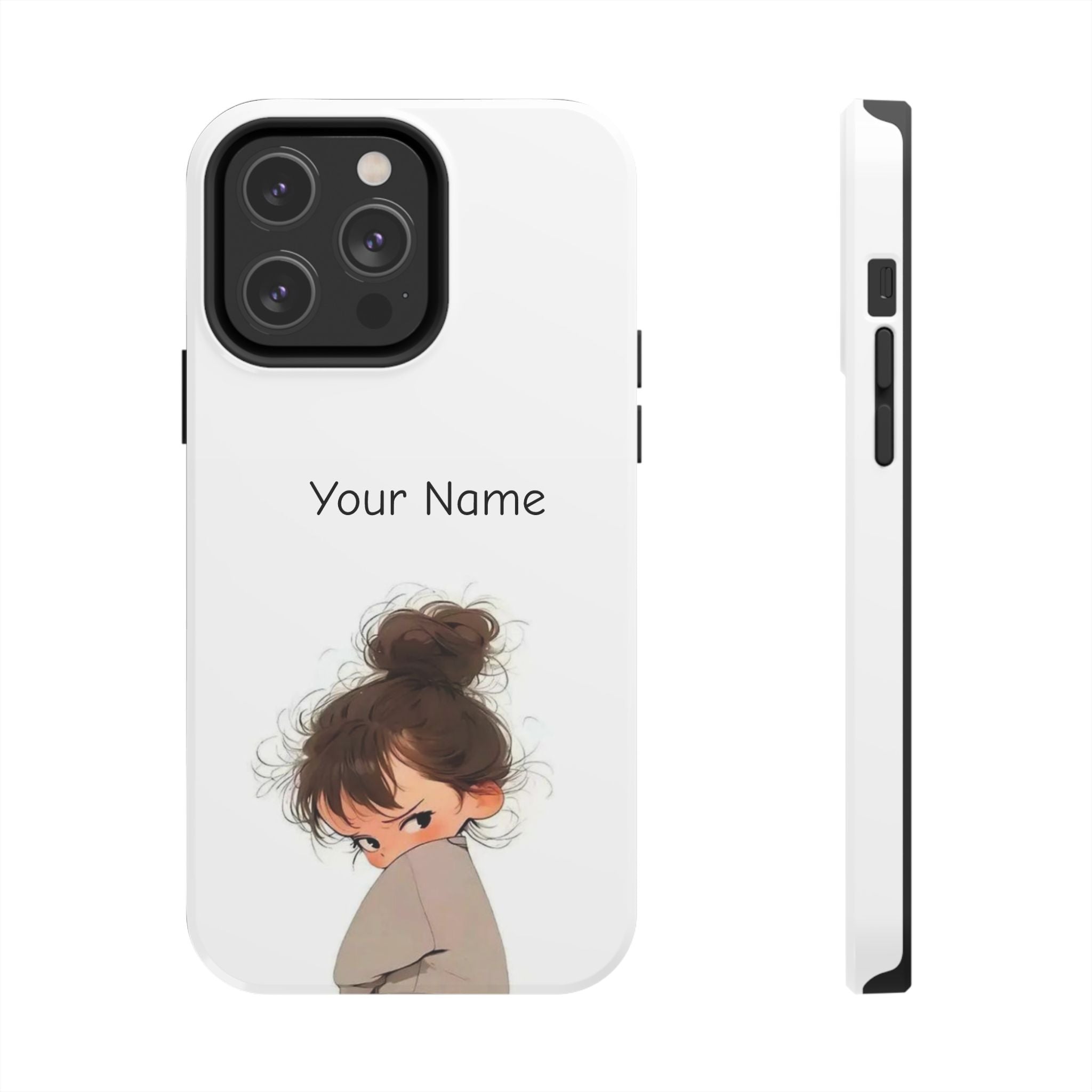 Personalized Cute Girl Tough Phone Case — Custom Name Protective iPhone Case