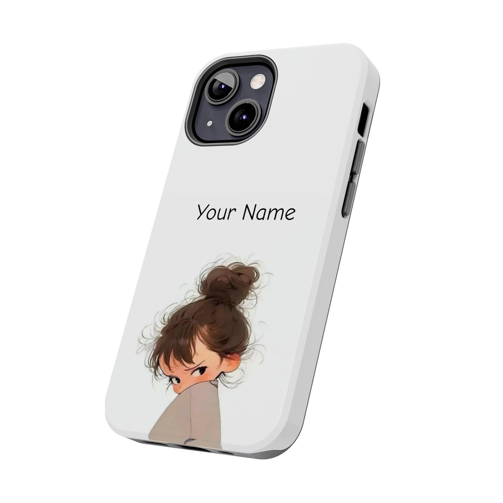 Personalized Cute Girl Tough Phone Case — Custom Name Protective iPhone Case