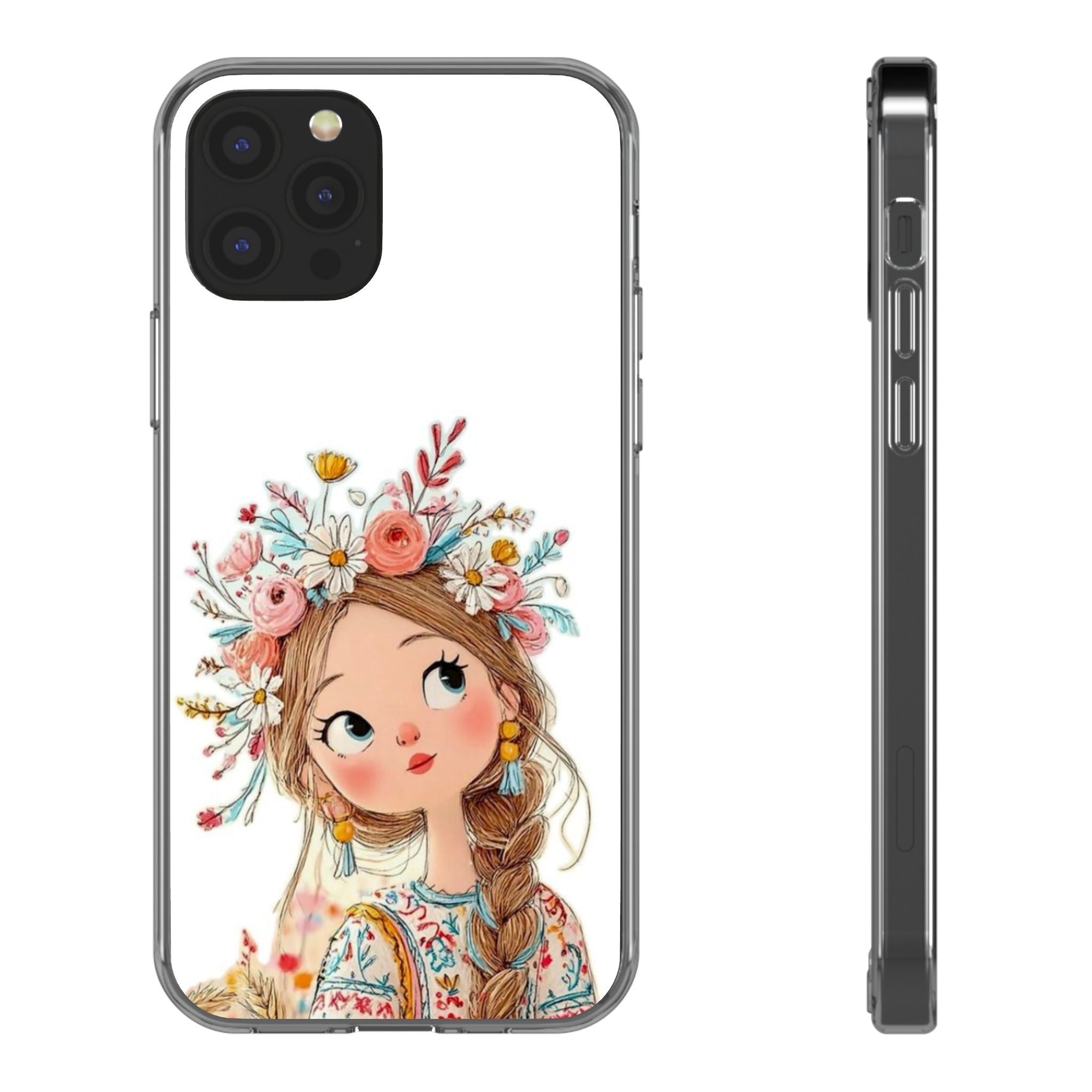 Floral Crown Girl Clear Phone Case