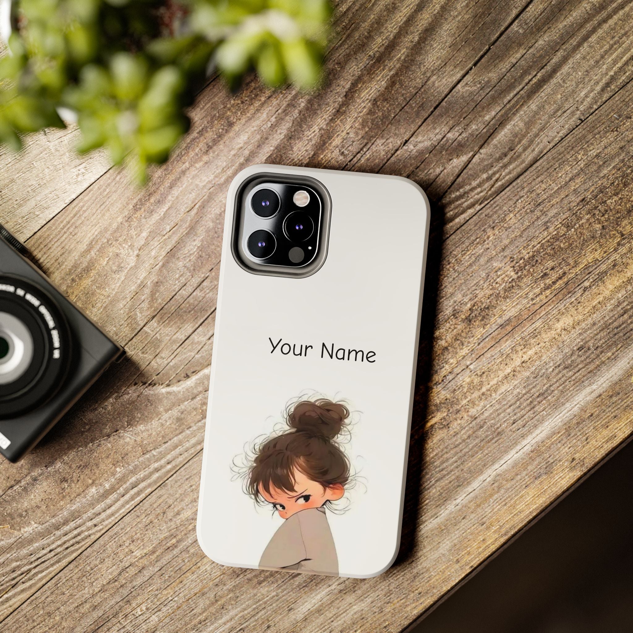 Personalized Cute Girl Tough Phone Case — Custom Name Protective iPhone Case