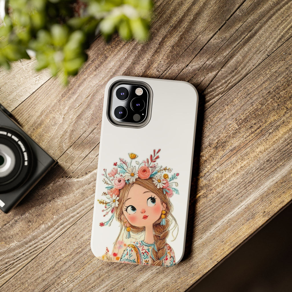 Floral Boho Girl Tough Phone Case — Cute Flower Crown Protection