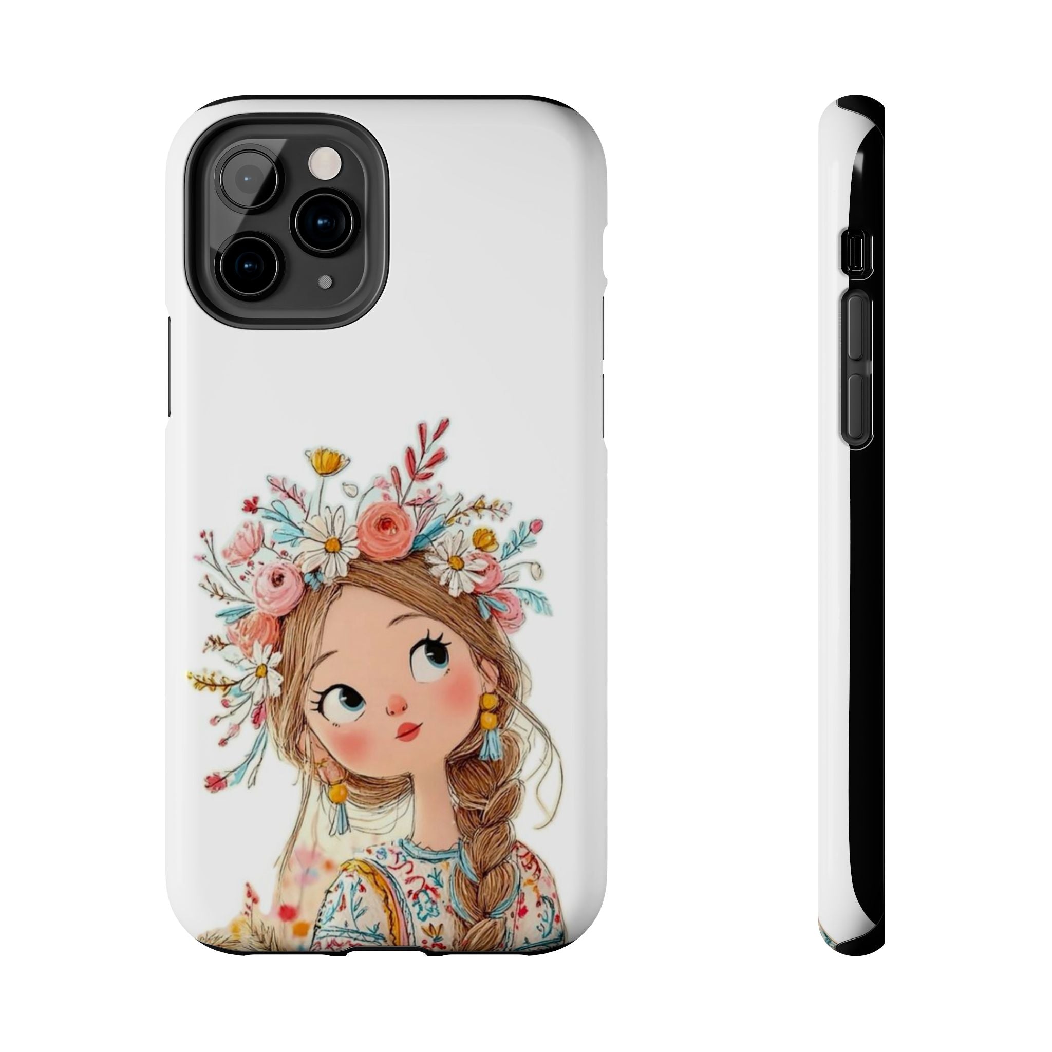 Floral Boho Girl Tough Phone Case — Cute Flower Crown Protection