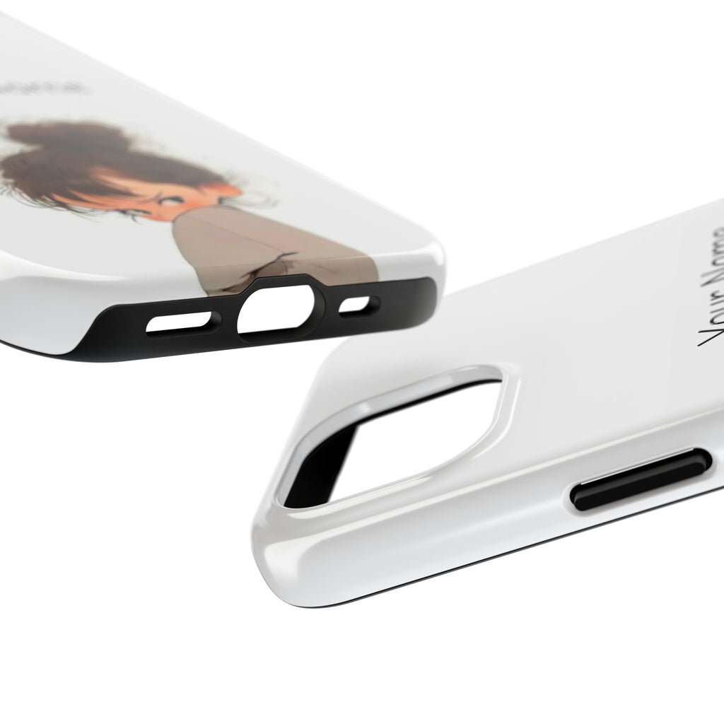 Personalized Cute Girl Tough Phone Case — Custom Name Protective iPhone Case