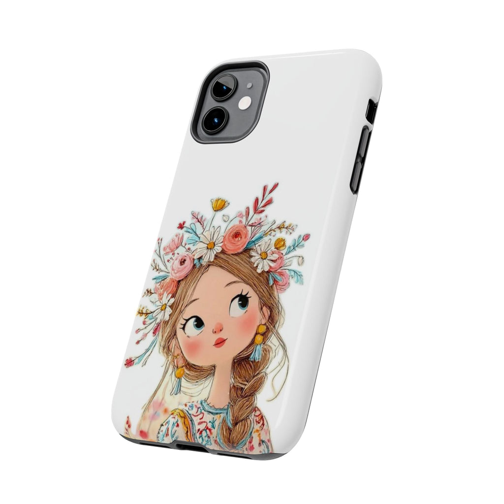 Floral Boho Girl Tough Phone Case — Cute Flower Crown Protection