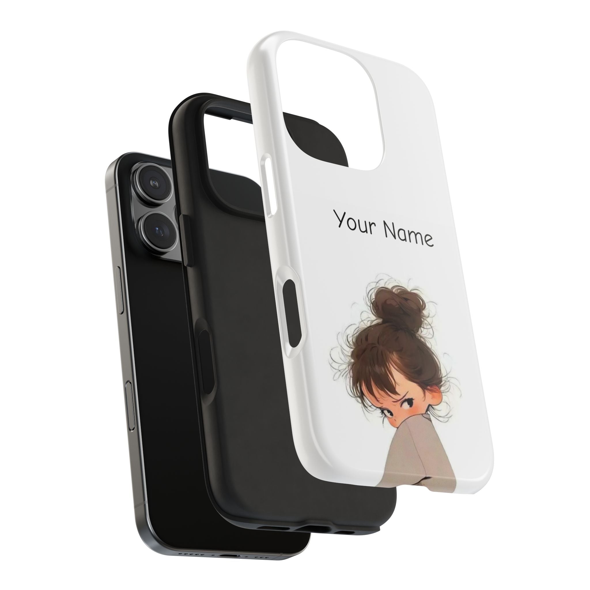 Personalized Cute Girl Tough Phone Case — Custom Name Protective iPhone Case