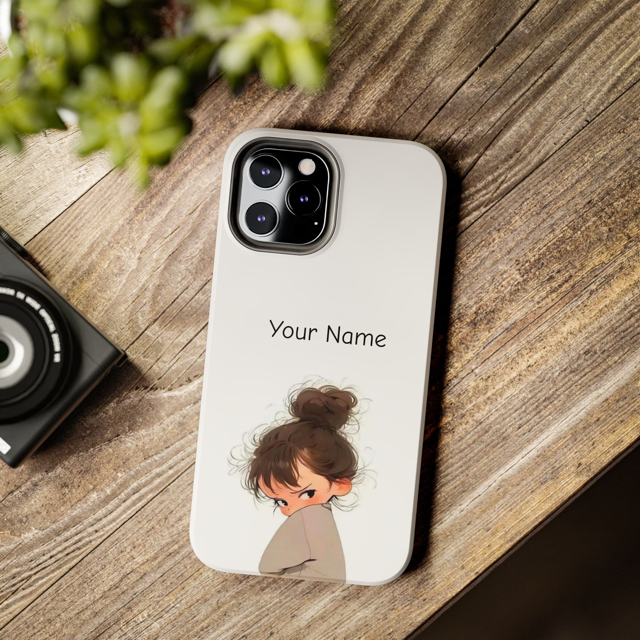 Personalized Cute Girl Tough Phone Case — Custom Name Protective iPhone Case