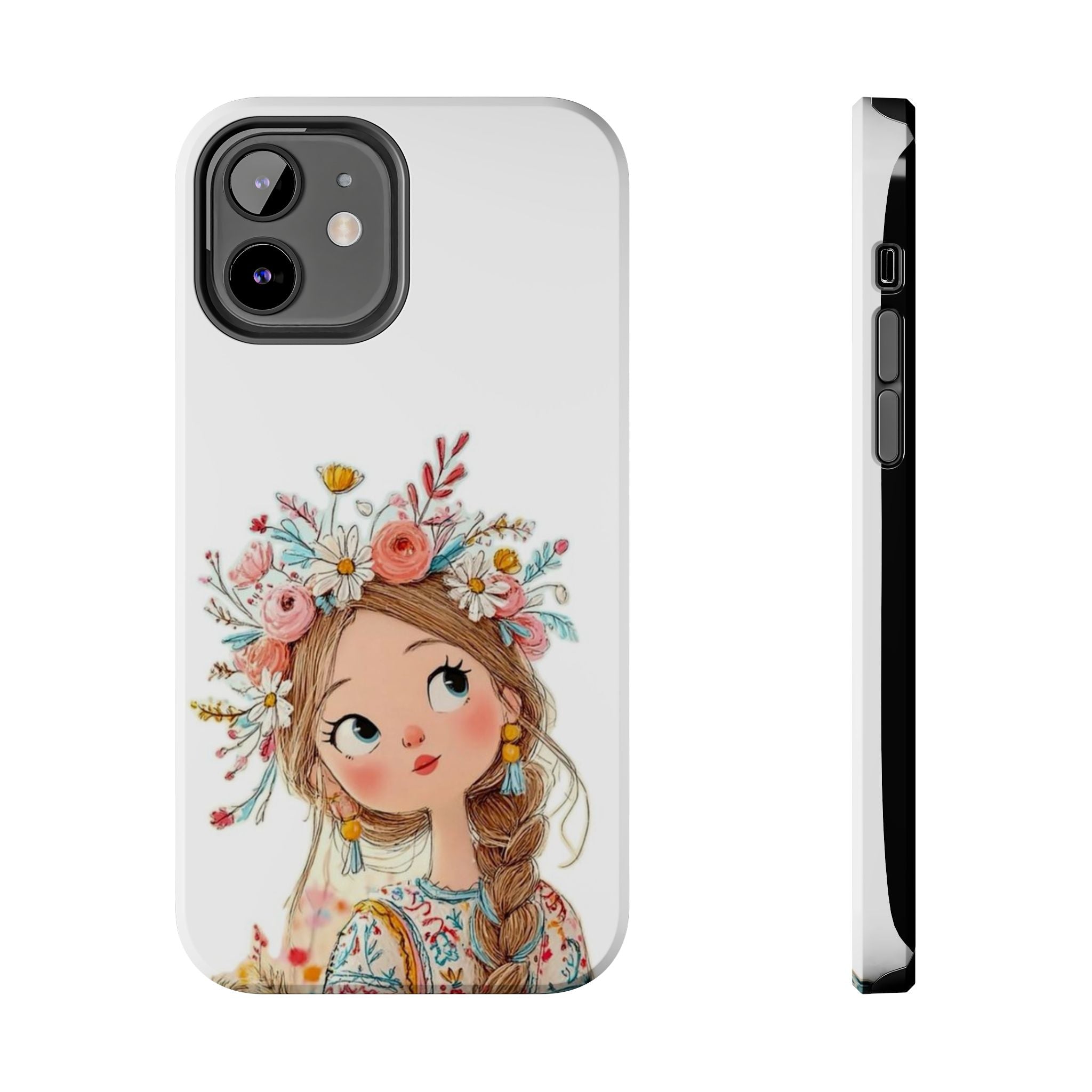 Floral Boho Girl Tough Phone Case — Cute Flower Crown Protection