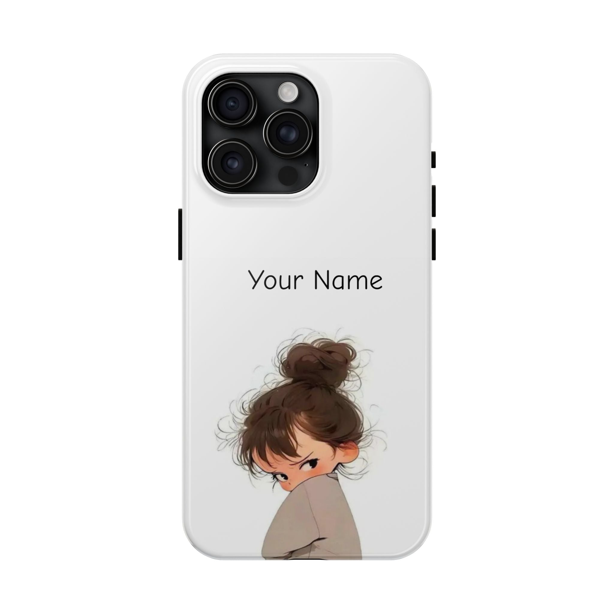 Personalized Cute Girl Tough Phone Case — Custom Name Protective iPhone Case