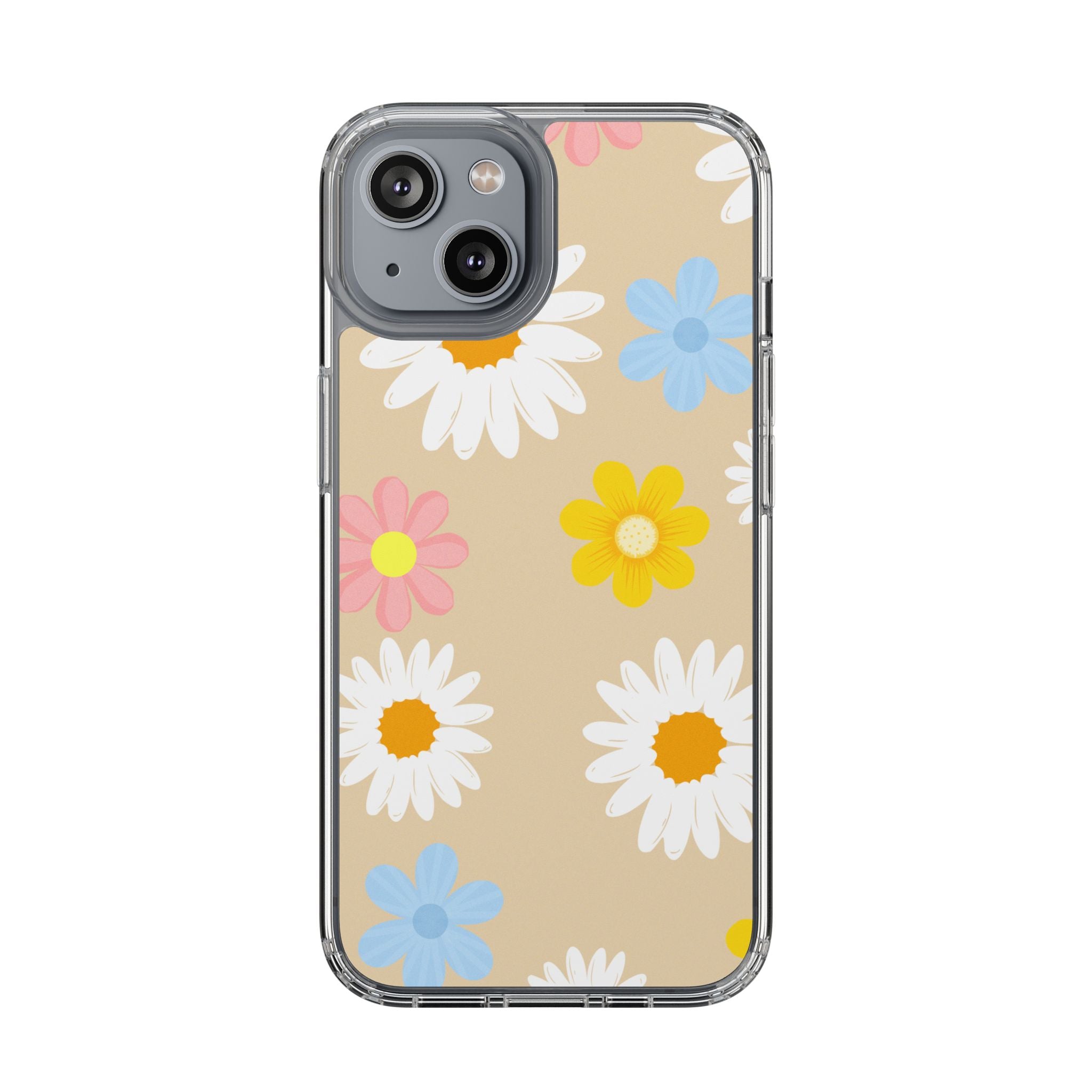 Daisy Floral Clear Phone Case — Pastel Flowers Protective iPhone Cover
