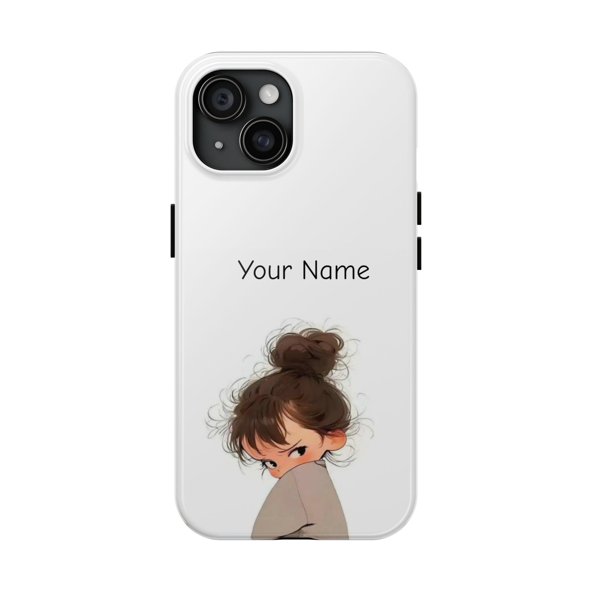 Personalized Cute Girl Tough Phone Case — Custom Name Protective iPhone Case