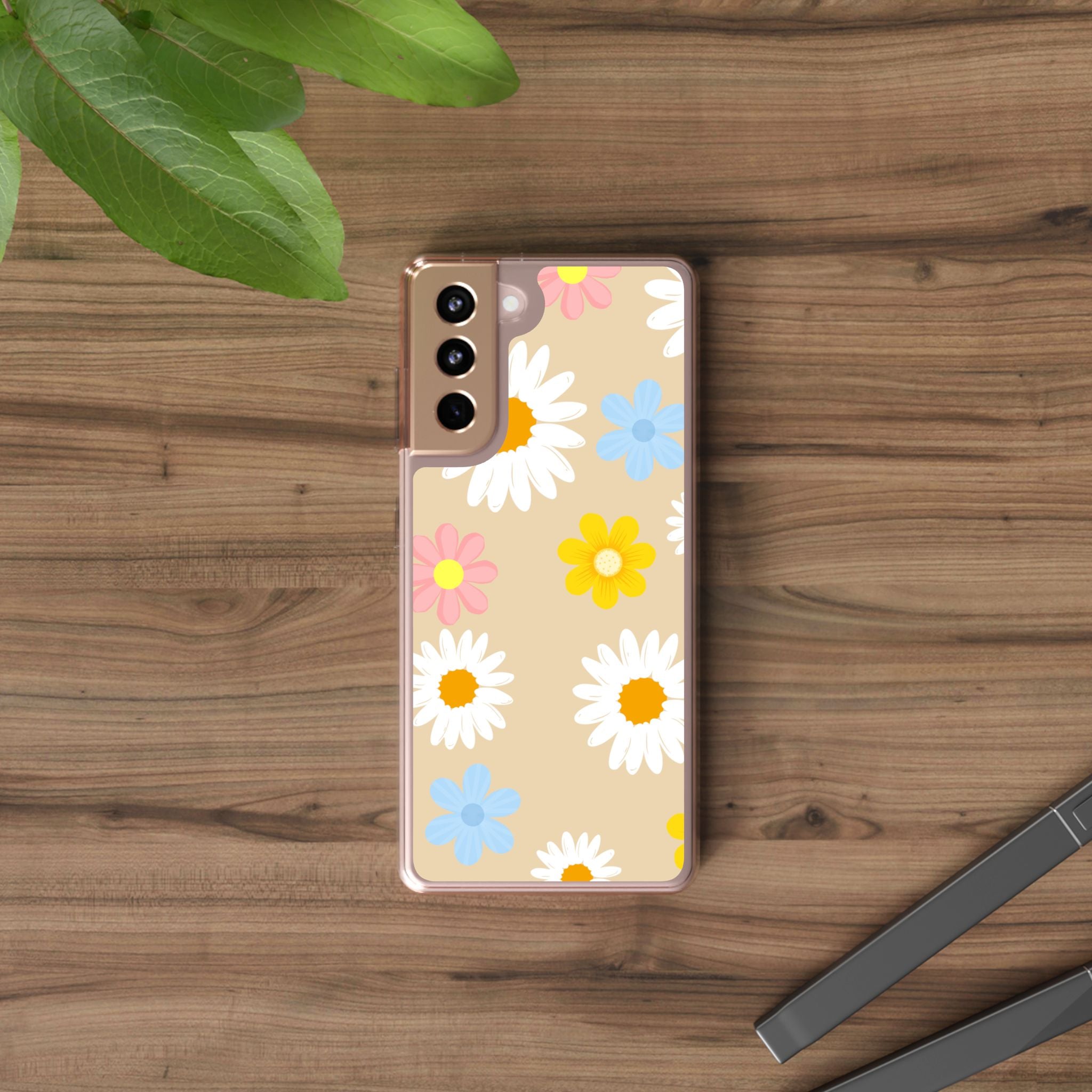 Daisy Floral Clear Phone Case — Pastel Flowers Protective iPhone Cover