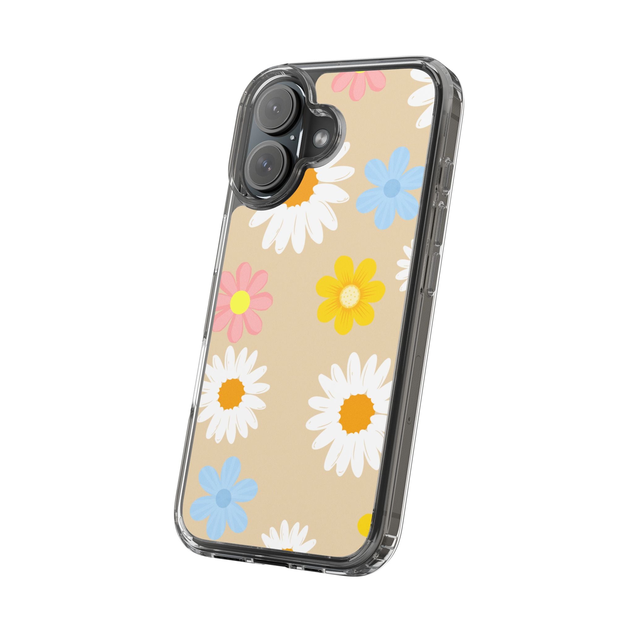 Daisy Floral Clear Phone Case — Pastel Flowers Protective iPhone Cover