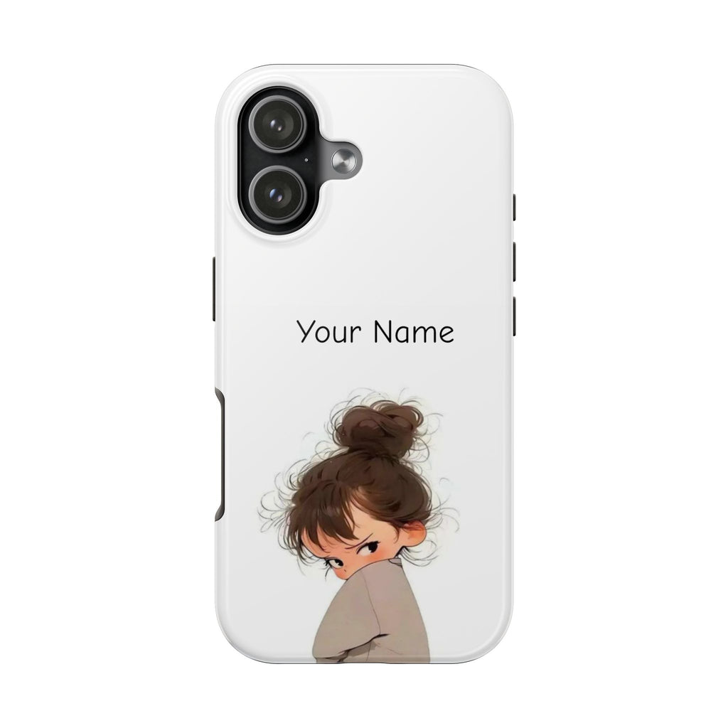 Personalized Cute Girl Tough Phone Case — Custom Name Protective iPhone Case