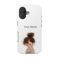 Personalized Cute Girl Tough Phone Case — Custom Name Protective iPhone Case