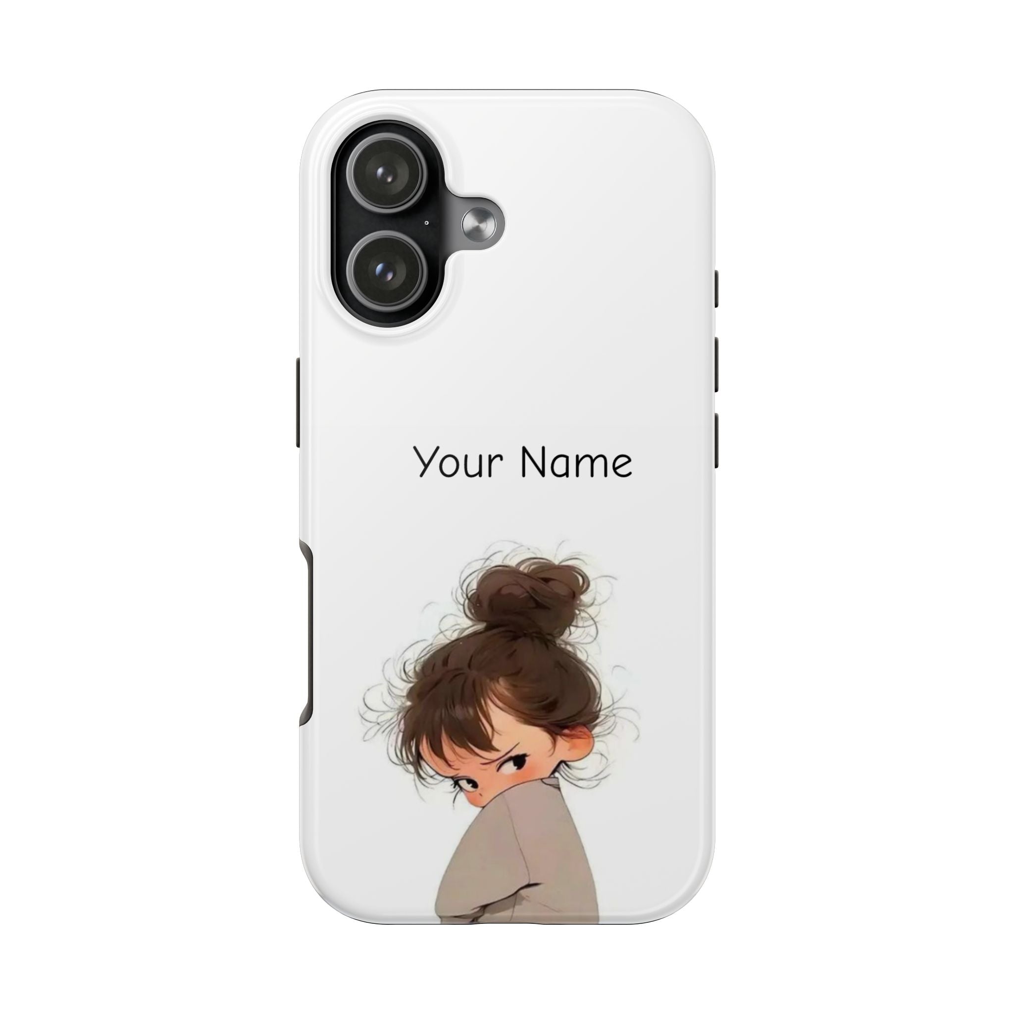 Personalized Cute Girl Tough Phone Case — Custom Name Protective iPhone Case