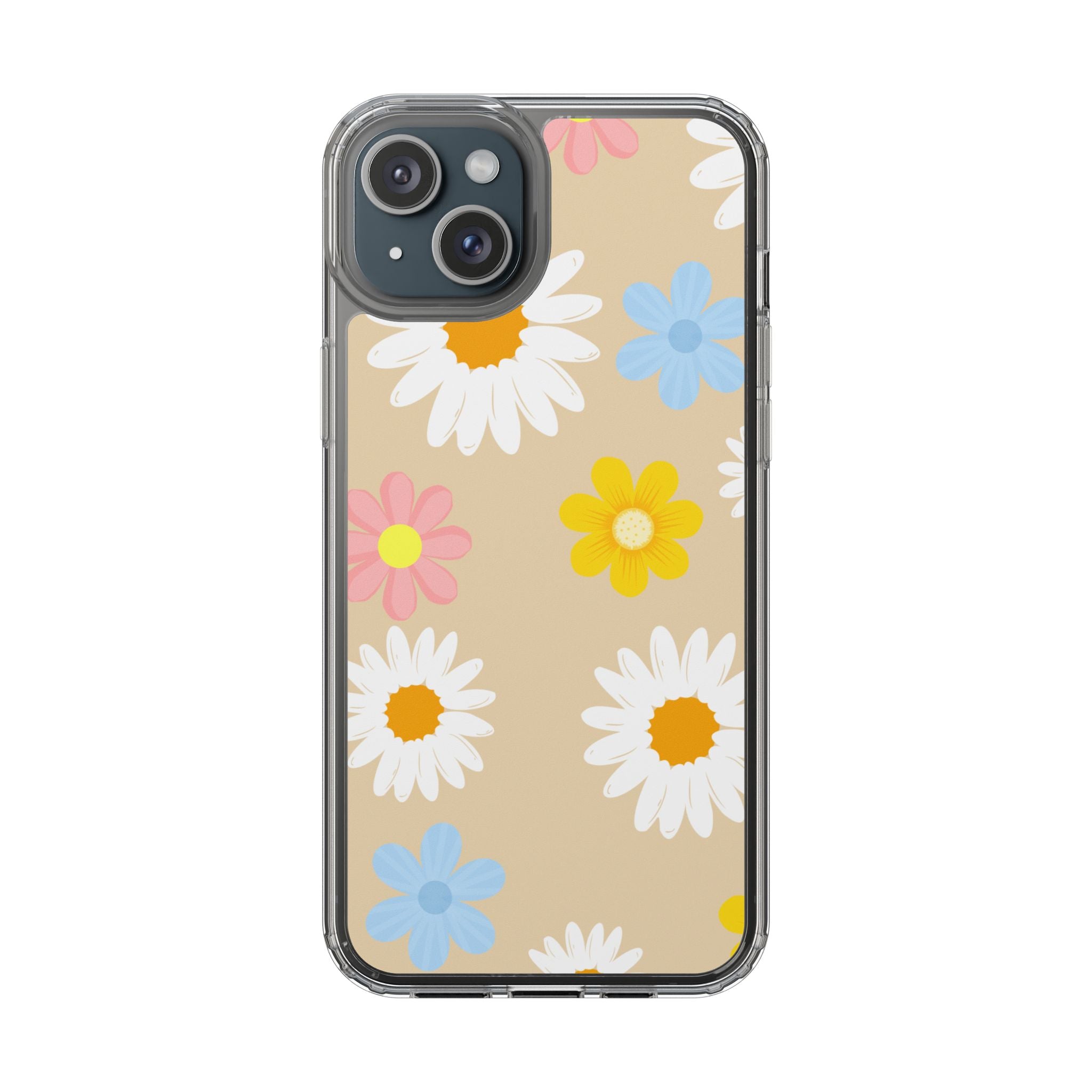 Daisy Floral Clear Phone Case — Pastel Flowers Protective iPhone Cover