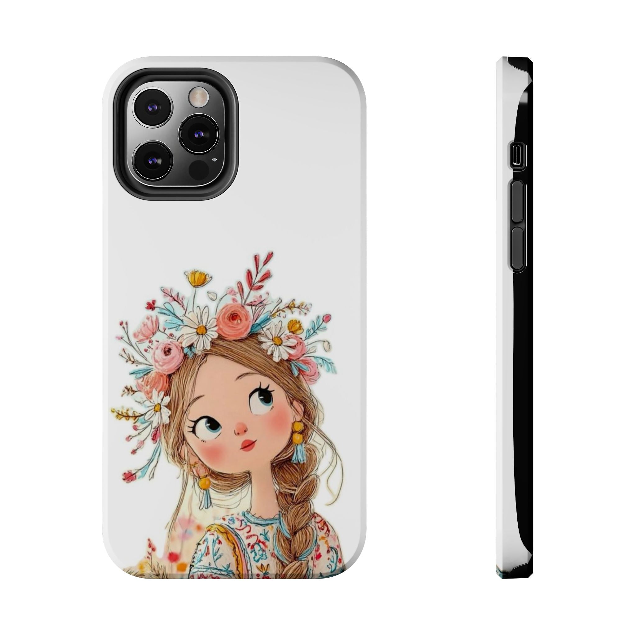 Floral Boho Girl Tough Phone Case — Cute Flower Crown Protection