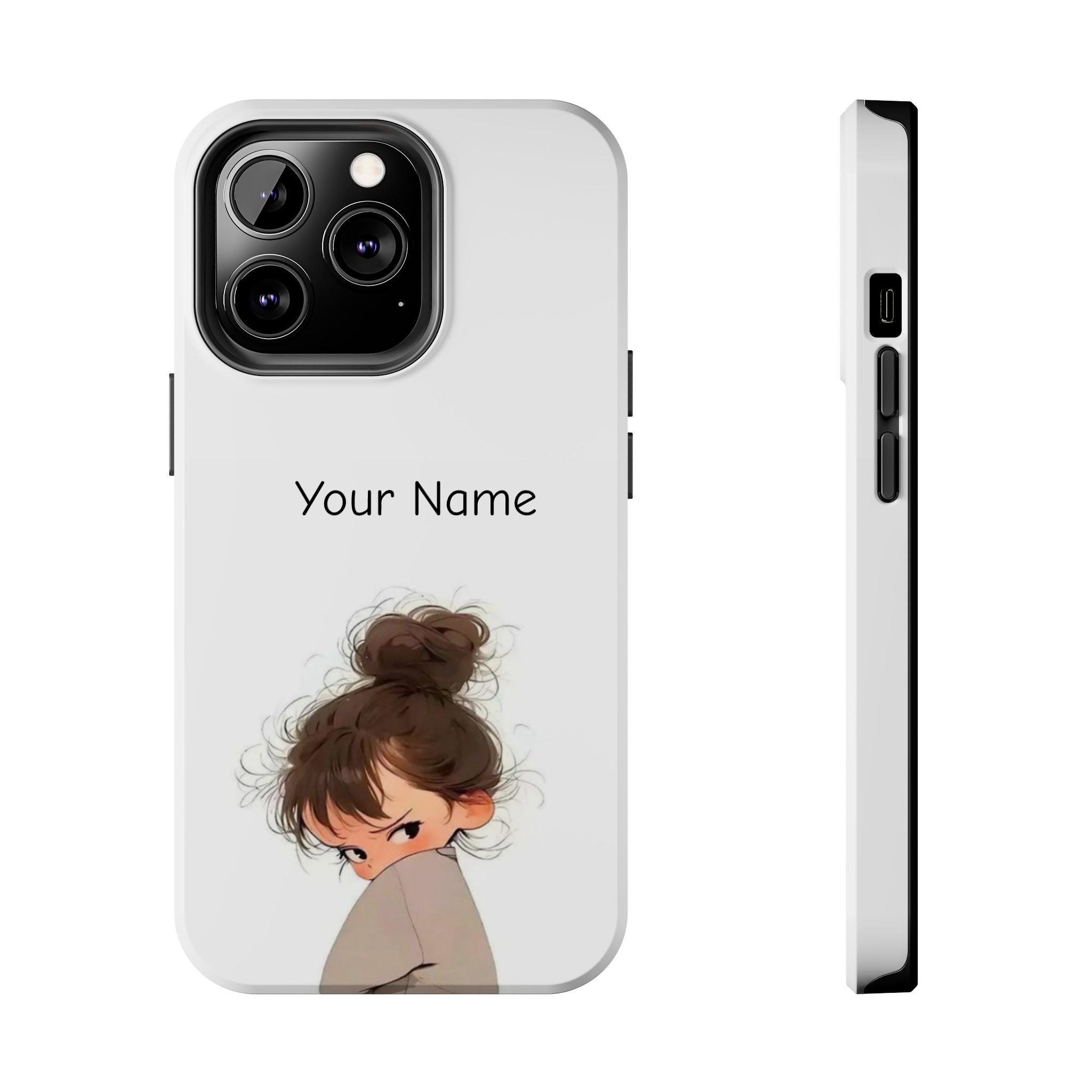 Personalized Cute Girl Tough Phone Case — Custom Name Protective iPhone Case