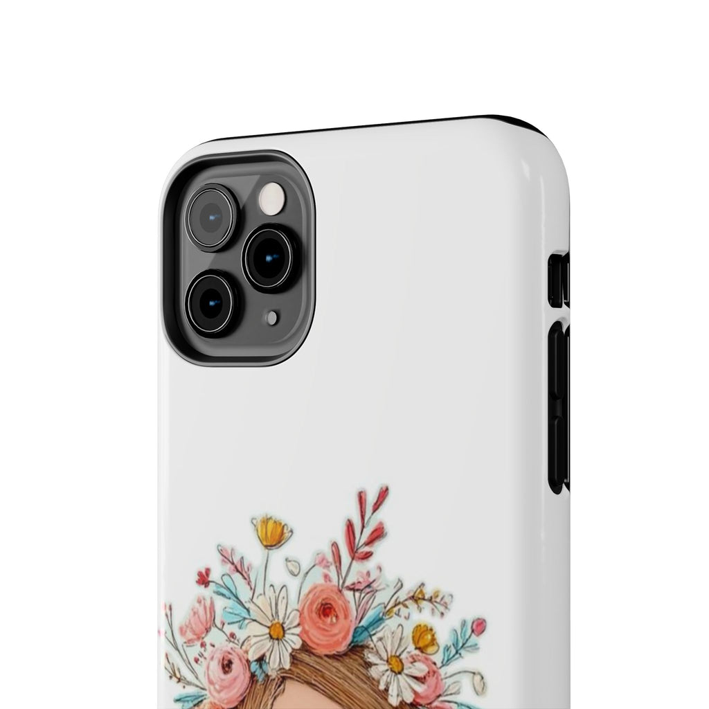 Floral Boho Girl Tough Phone Case — Cute Flower Crown Protection